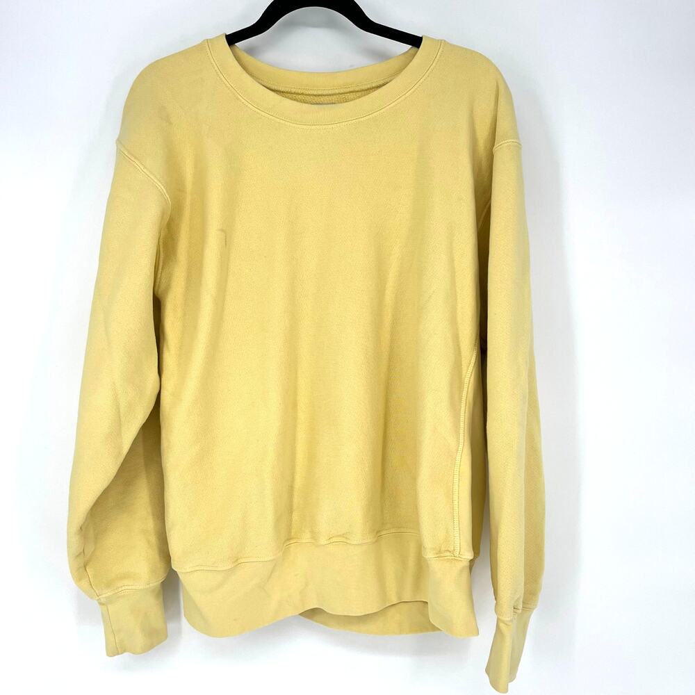 Les Tien Sweatshirt Womens Yellow Terry Cloth Long Sleeve Oversized Medium